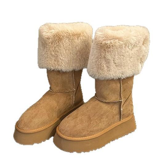 Ruoji's New Thick-soled Snow Boots for Women's 2025 New Winter Two-wear Boots Northeast Velvet Thickened High Cotton Boots