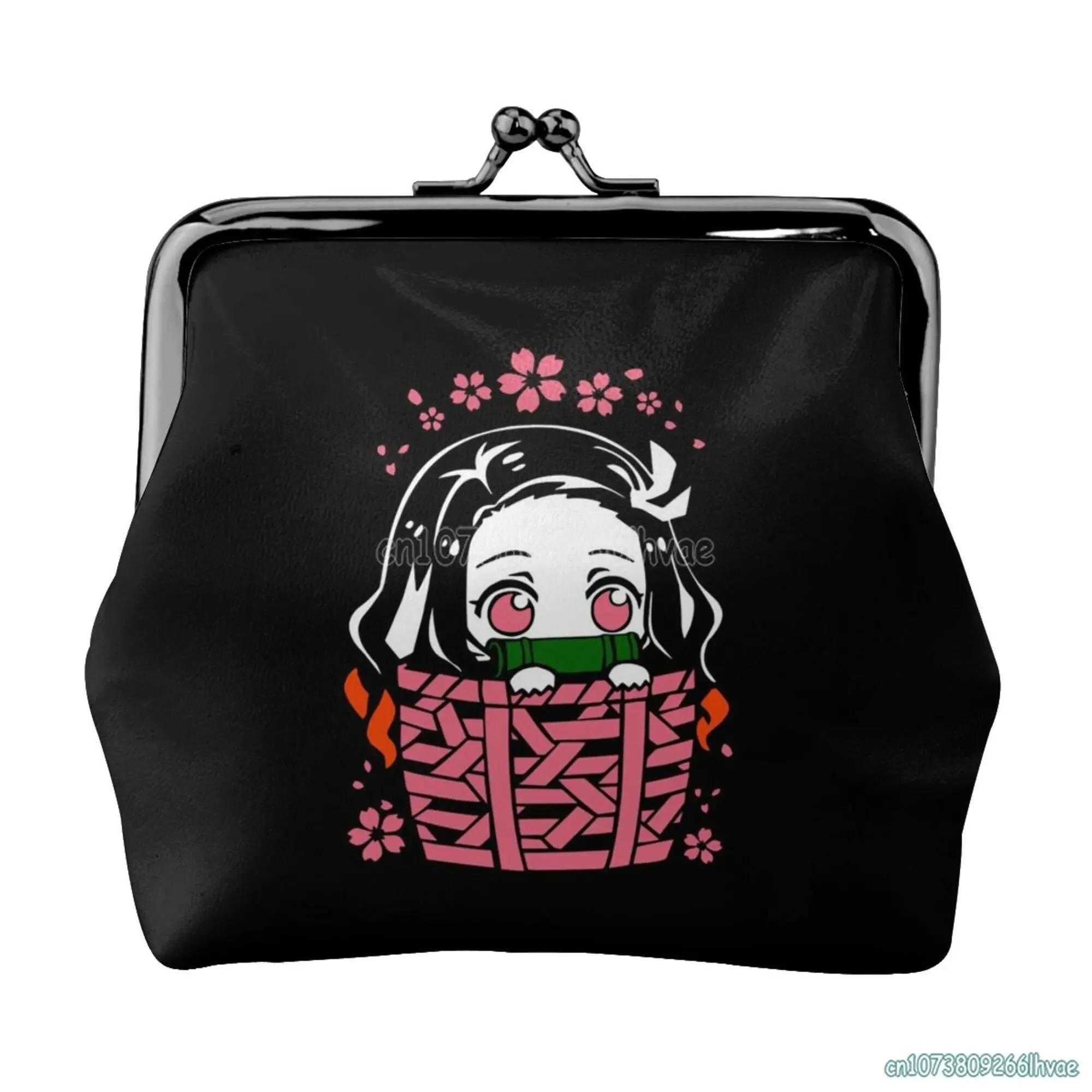 

Cute Anime Nezuko Leather Coin Purse Small Change Pouch with Kiss-Lock Clasp Closure Buckle Wallet for Girl Women Gift
