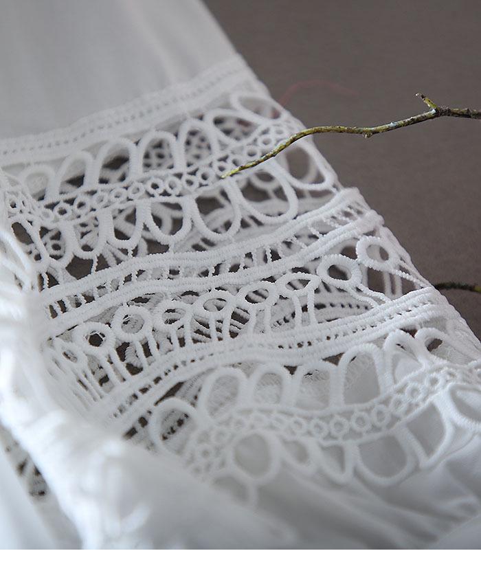 Chic Foreign Style OL Hollow Lace Ruffle Slimming A-line Shirt Top
