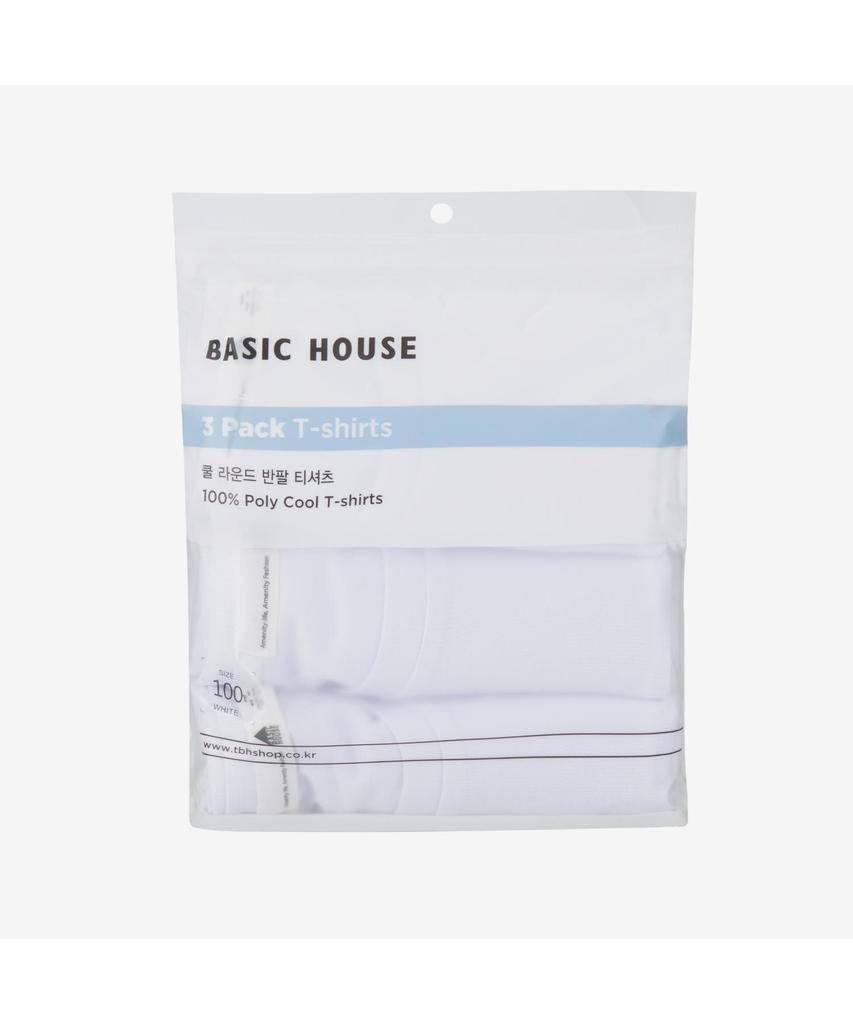 BASIC HOUSE [3Apck] Cool Round Neck Short Sleeve T-Shirt 3-Pack (4 Colors) Lats0112