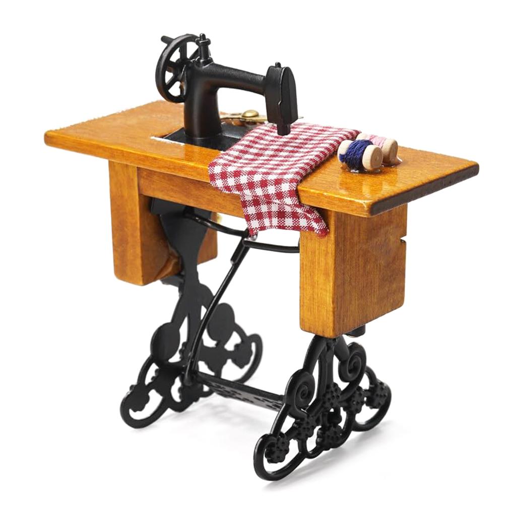 Realistyczna Miniaturowa Maszyna do Szycia Dekoracje do Domków dla Lalek Wzór Vintage dla Nostalgicznych Kolekcjonerów i Dekoracji Domu