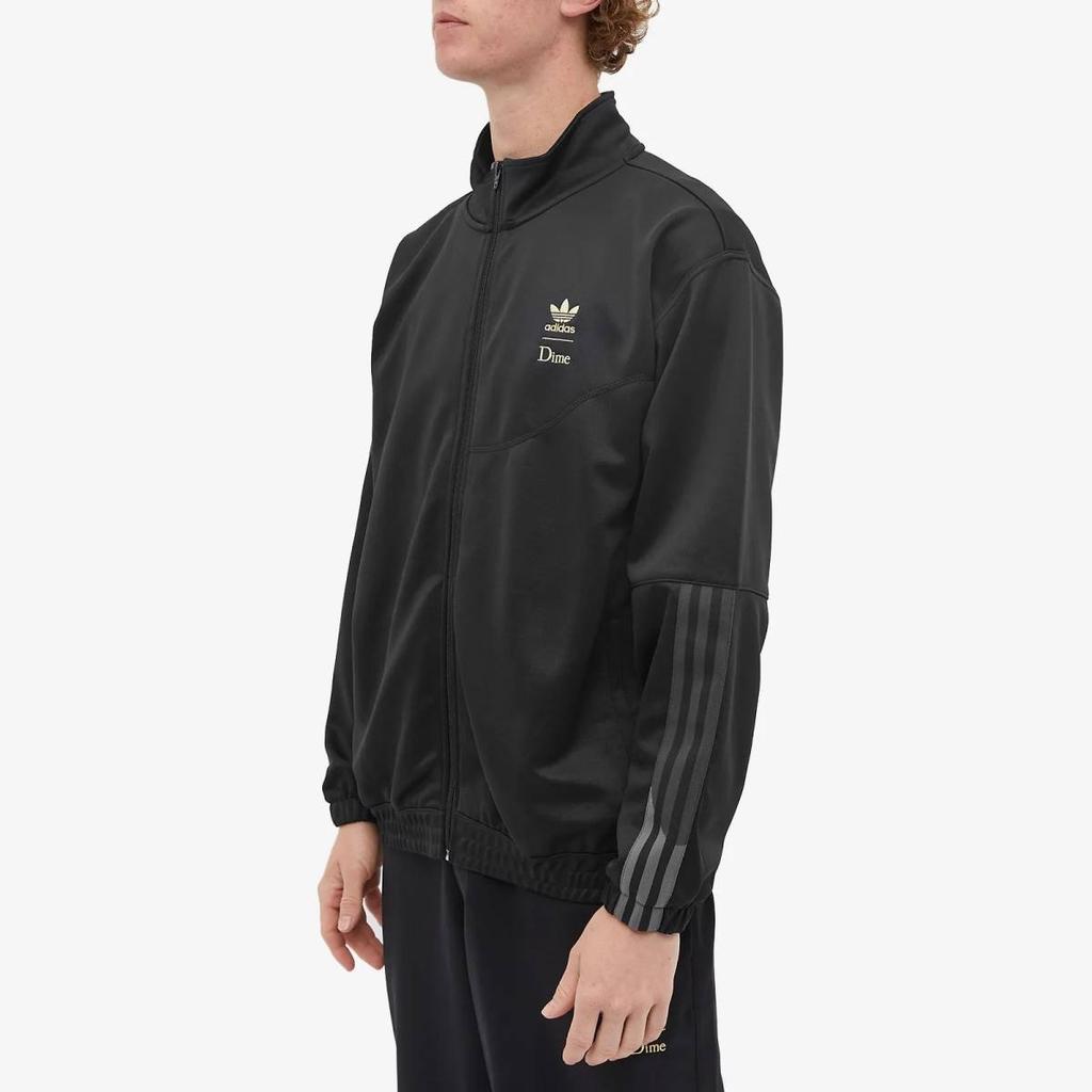 Adidas Originals x Dime SS23 Volné Vyšívané Logo Stojánek Límec Zip Bunda Unisex Bunda Černá HZ7249