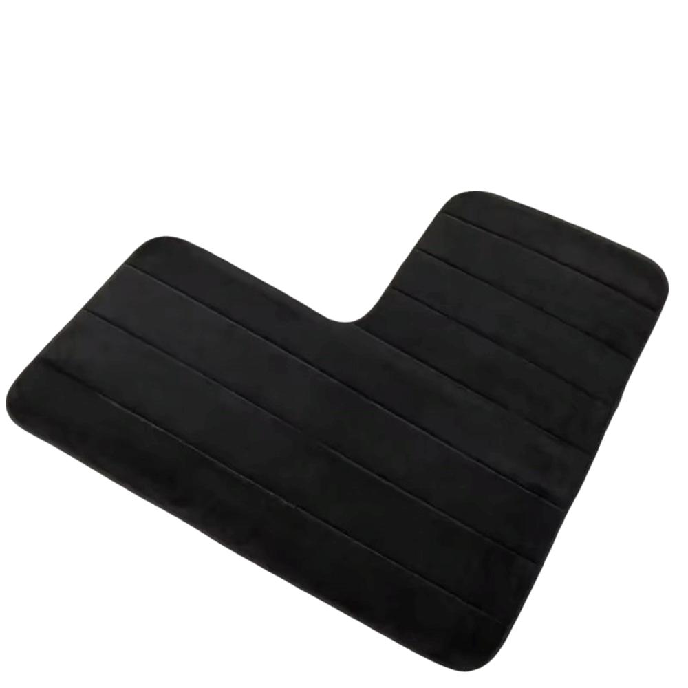 Striped L-Shaped Bathroom Floor Mat Coral Velvet Non-Slip Doormat Absorbent Foot Mat Shower Room