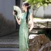 Womens Sleeveless Long Cheongsam Dress Vintage Chinese Style Modern Fit Retro Floral Jacquard