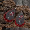 Christmas Double-Layer Wine Glass Leather Earrings In Stock