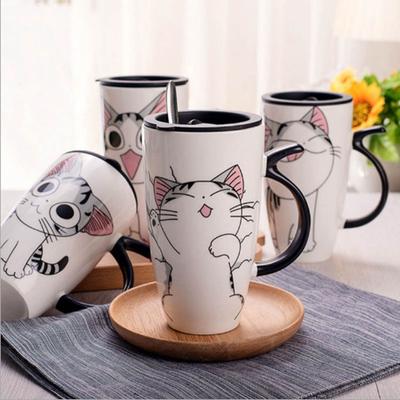 600 ml Katze Keramik Kaffeetasse mit Deckel große Kapazität Tier Tassen Trinkgeschirr Kaffee Tee Tassen Milch Tasse