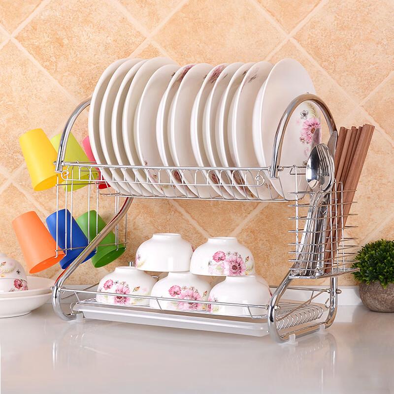 ZISIZ Double-Layer Draining Dish Rack