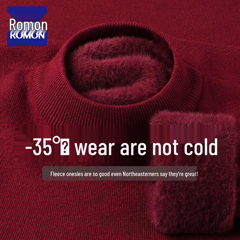 

Men s 2026 Thickened Plush Sweater: One-Piece, Half-High Collar, Warm Winter Knit 4XL for 185-200 Jin