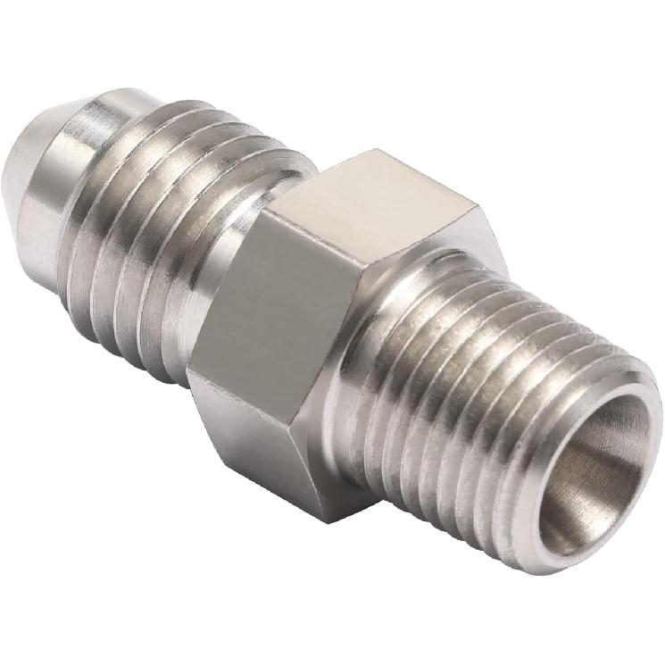4AN Male Flare to 1/8 NPT Pipe Male Stainless Steel Straight Fitting Adapter Union Connector