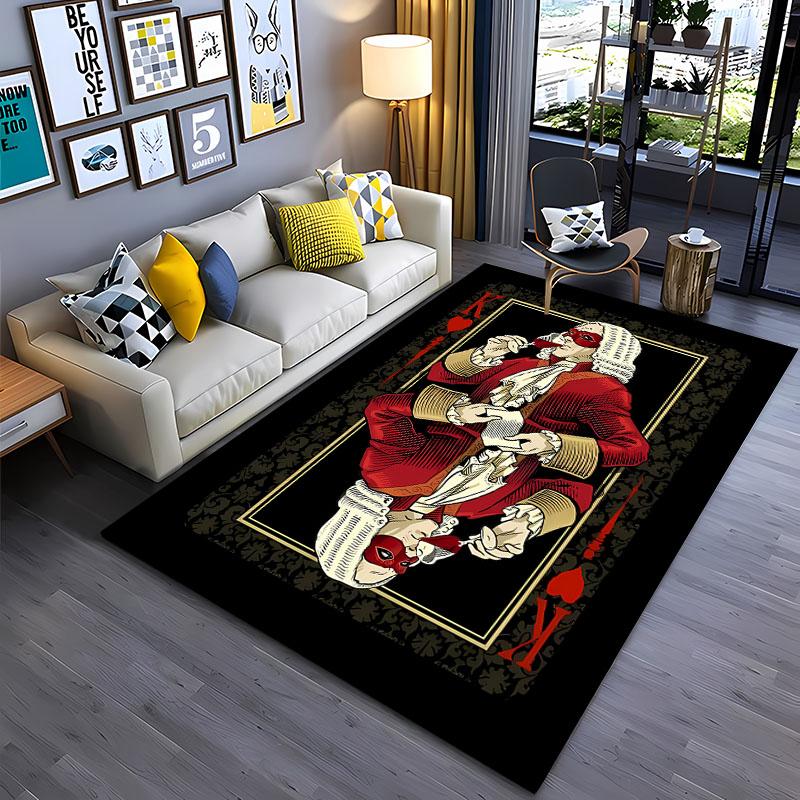 3D Printing Interesting Poker Area Rug,Carpet for Living Room Bedroom Sofa Doormat Decor,Kids Game Non-slip Floor Mat Alfombra