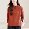 Women Spring Autumn New Style Hoodie Solid Color Casual Versatile Half Zip Stand Collar Elegant Stylish Pullover Top