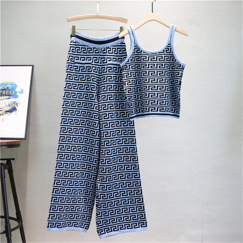 Autumn And Winter Jacquard Knitted Cardigan Women's Suit Jacket Vest And Pants Three Piece Set