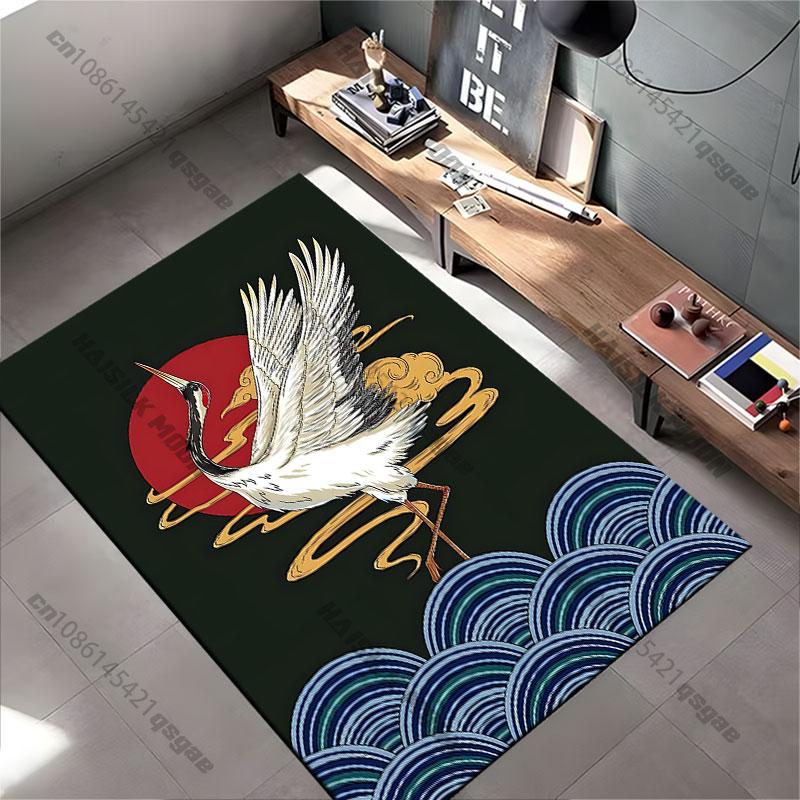 Graceful crane rising sun carpet Yoga living room room decor children's crawling mat doormat area rug games mat