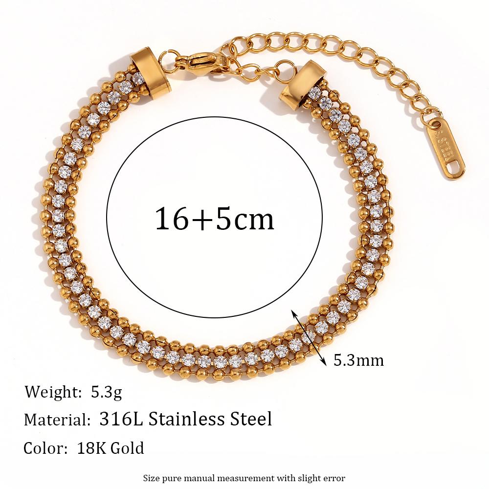 

MamacitaSlay 316L Stainless Steel Zircon Three Layer Tennis Bracelet 18K Gold Plated Waterproof Jewelry For Women Luxury Gift 16cm