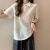 Shoulder Polo Shirt Short-sleeved T-shirt Women's Summer New Design Waffle Lapel Bottoming Top