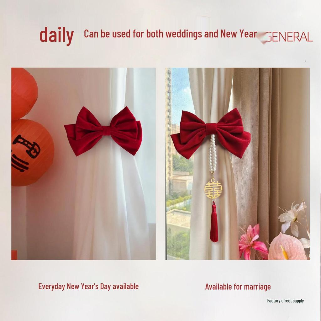 Elegant Red Wedding Tiebacks for Curtains - Perfect for Decorating Living Rooms or Bedrooms