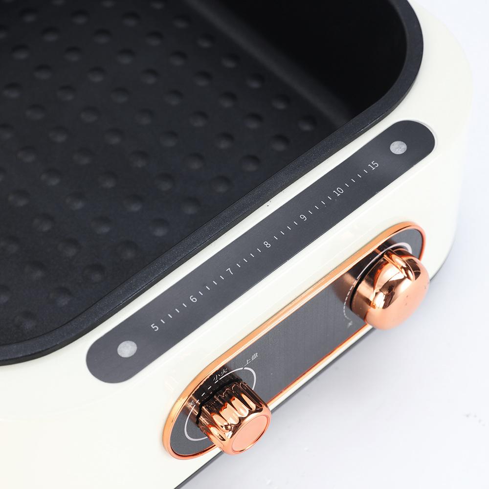 Panela elétrica multifuncional, panela elétrica para grelhar, churrasqueira elétrica doméstica e panela tudo-em-um shabu-shabu, frigideira e assadeira