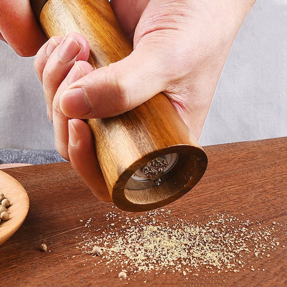 Cooking Natural Adjustable Wooden Kitchen Tool Spice Grinder Sea Salt Jar Salt and Pepper Mill