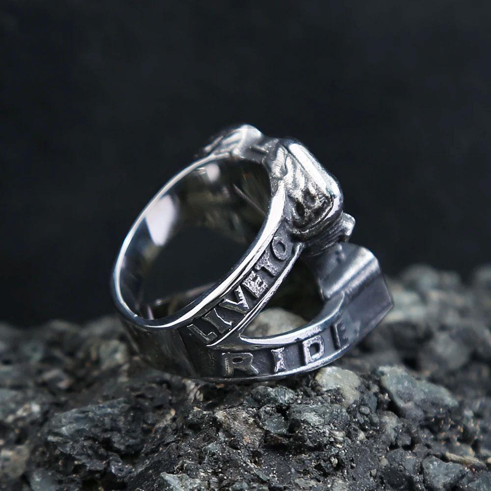 Inel Vintage Gotic cu Craniu Motor de Motocicletă pentru Bărbați Băieți Oțel Inoxidabil Punk Biker Inel Moda Bijuterii pentru Motociclist Cadou