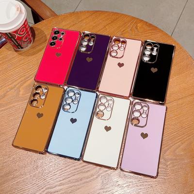 Capa fina com estampa de coração de amor de cor sólida para Samsung Galaxy S25 Ultra S24 FE S23 S22 S21 A16 A55 A15 A35 A25 A14 Revestimento TPU macio à prova de choque Capa de telefone