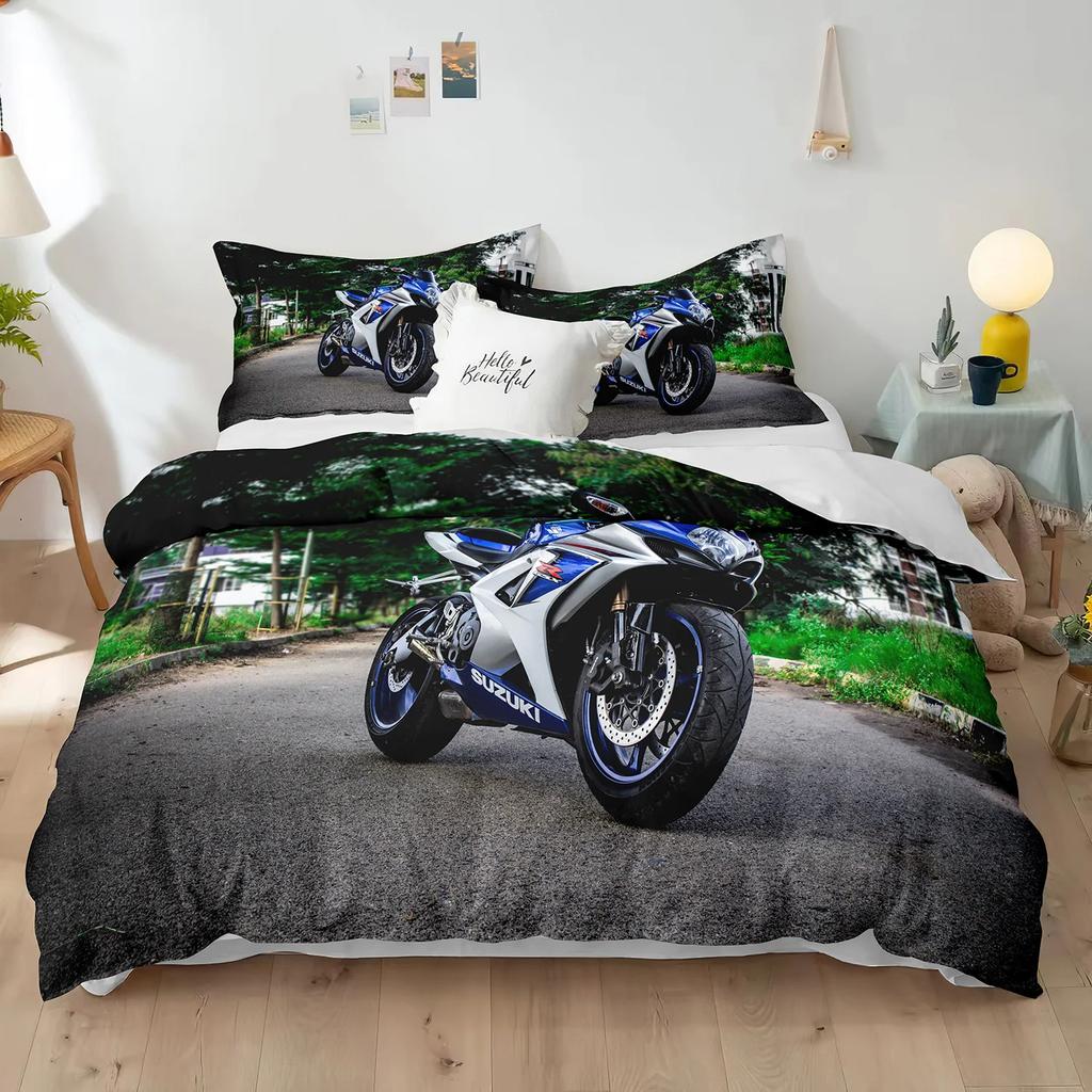 Dirt Bike Duvet Cover Racing Motocross For Teen Adult Motorcycle Rider Extreme Sports Theme For Bedroom Decorations Queen King