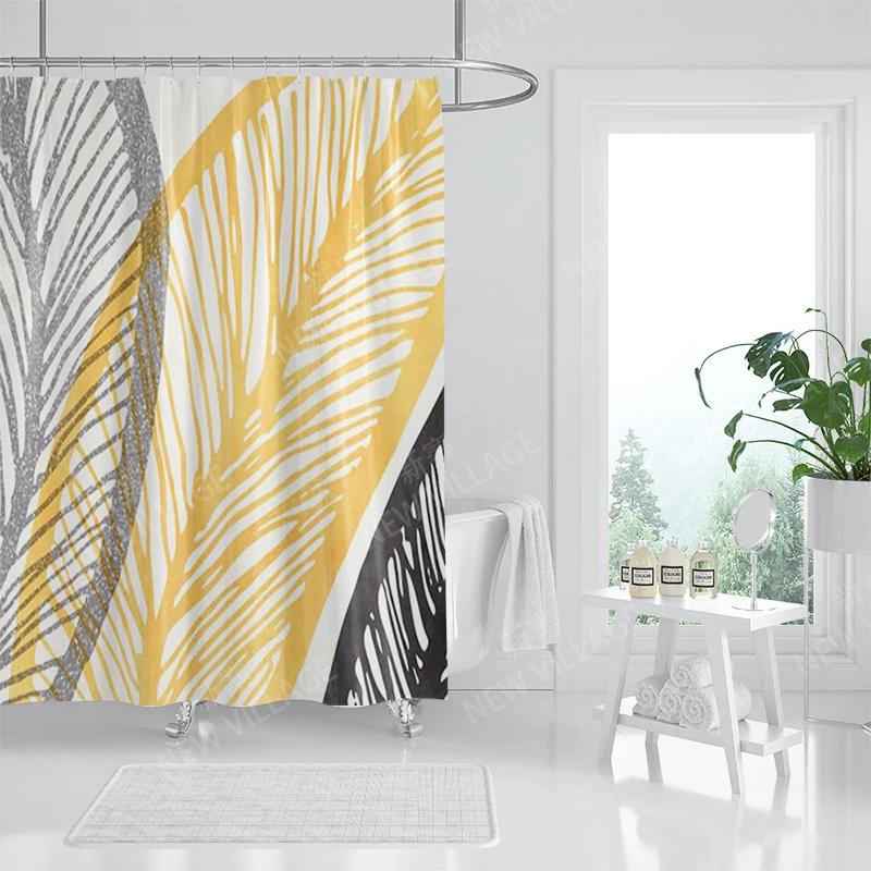 Nordic wind Abstract Art shower curtain waterproof polyester fabric bath curtain Morandi color block curtains for bathroom decor
