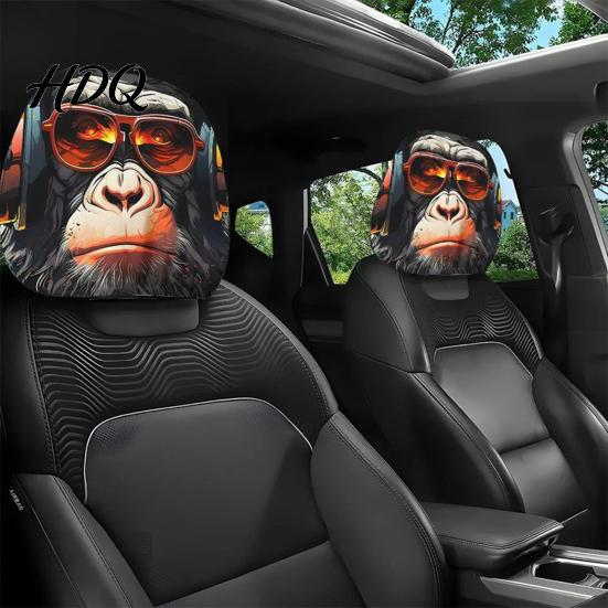 Headrest Cover for SUV Funny Car Covers Spooky Pattern Seat Polyester Protector Protector Universal Breathable Stretchy Interior Accessories