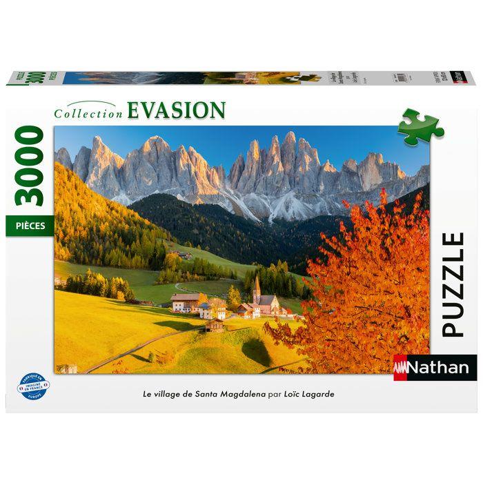 Nathan-Puzzle 3000 pieces-Le village de Santa Magdalena Loic Lagarde -des 14 ans-Encastrement parfait-Collection Évasion-12001871
