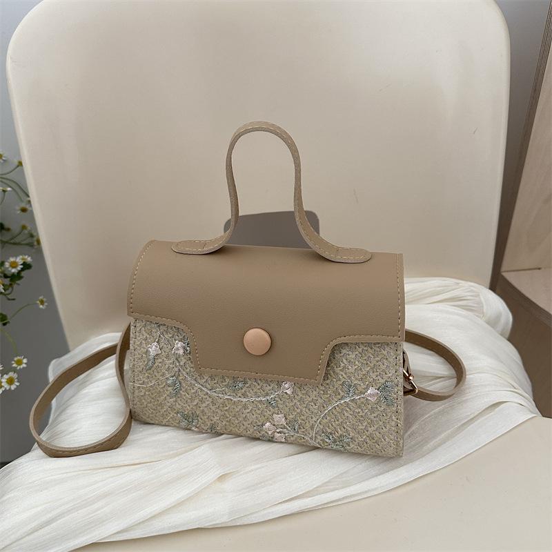 Modische Stroh-Spleißung Frühjahrsmode Neue Hochwertige Ein-Schulter Umhänge-Handheld Kleine Quadratische Damenhandtasche