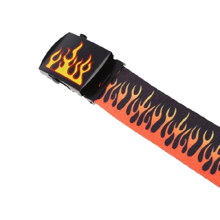 Korean Style Unisex Flame Grain Waistband 130cm Length Adjustable Canvas Belt