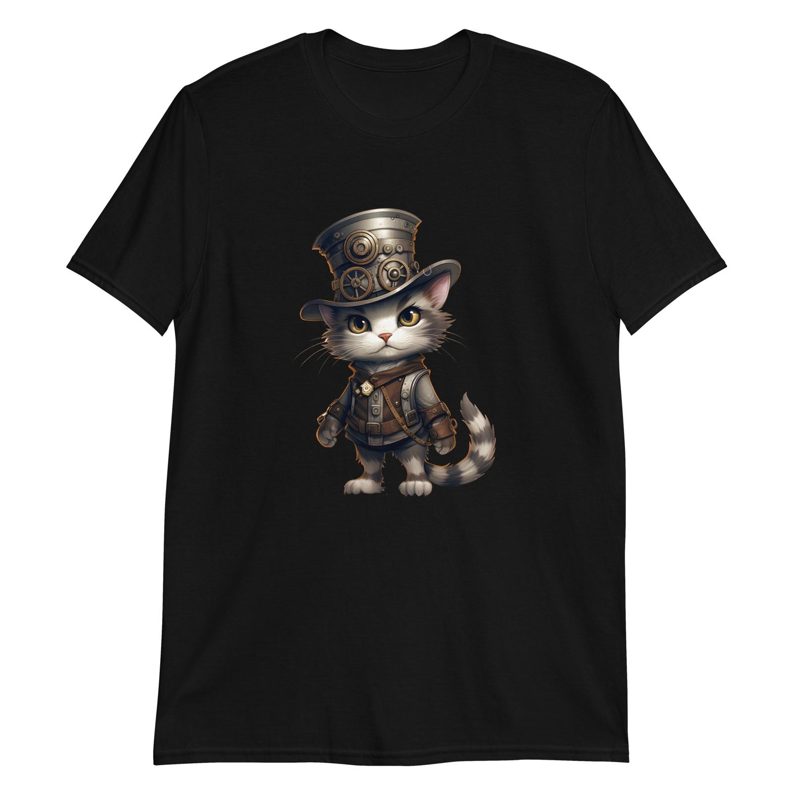 Steampunk Anime Cat Gear Up T-Shirt Mens Womens Tees Top L