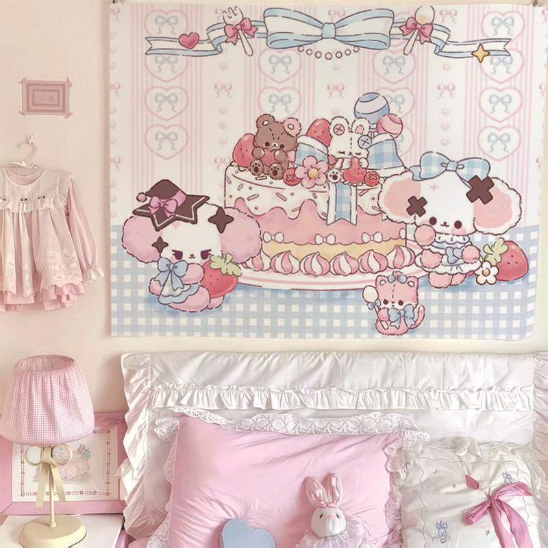 New Cute Cartoon Nono Dog Theme Tapestry Wall Hanging For Girls Room Bedroom Rental Home Wall Decor 74x94cm(29x37in)