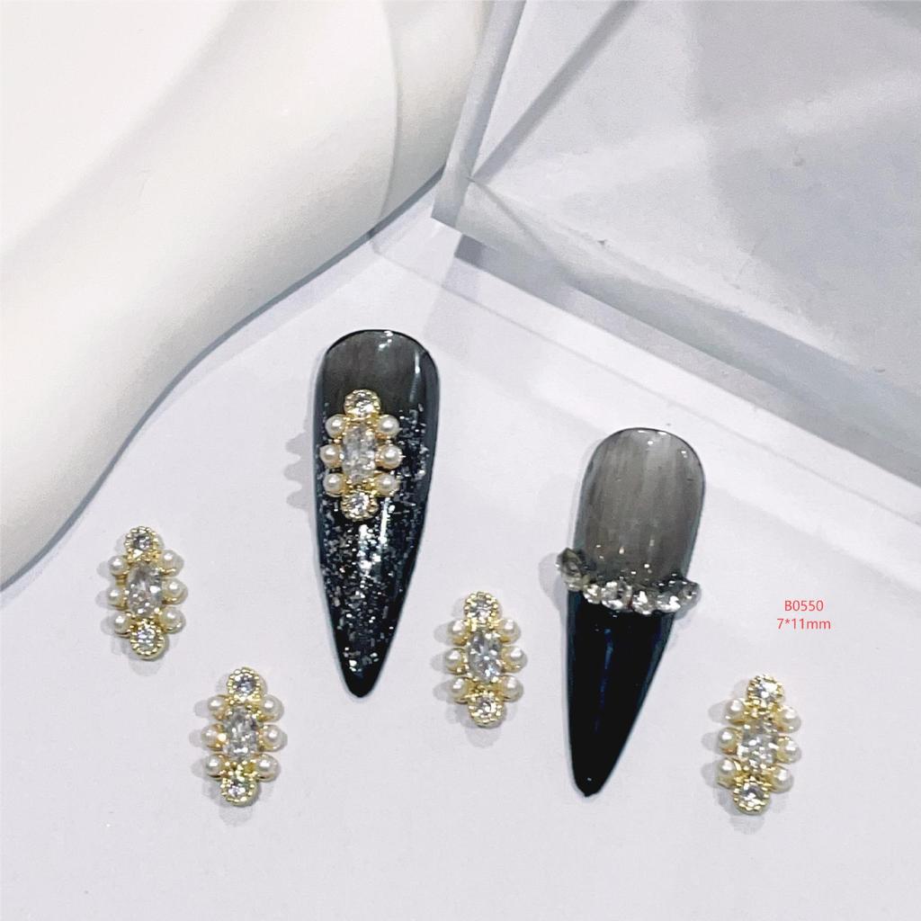 Water Drop & Pearl Stamen Design Nail Bow with Zircon Jewelry - 43 Piece Set