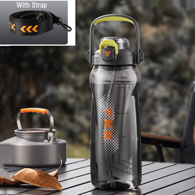 

Бутылка для воды из высококачественного материала Tritan объемом 1,5 л/2,0 л с трубочкой, портативная, прочная, для занятий спортом на открытом воздухе, для занятий спортом в спортзале 1.5L серый