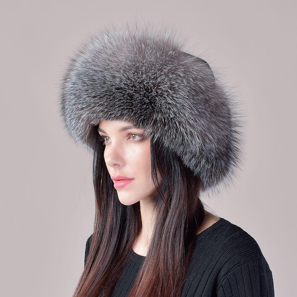 Fox Hair Hat Winter Women's Fur Hat Warm Ear Protection Princess Bun Hat