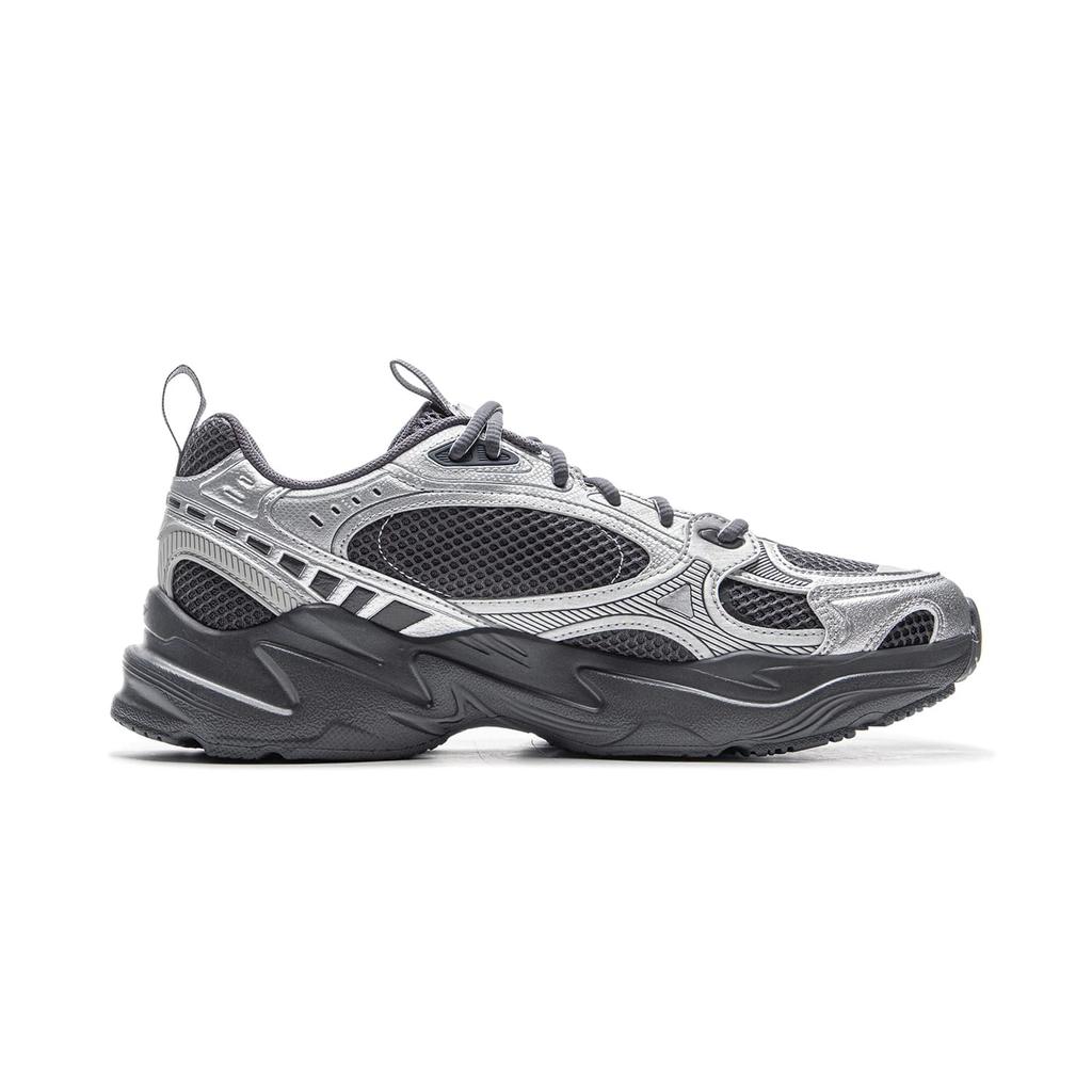 Li Ning Shooting Stars 2K Cushioning Slip Resistant Abrasion Resistant Low Top Chunky Sneakers Men's Silver Black AGCV113-3