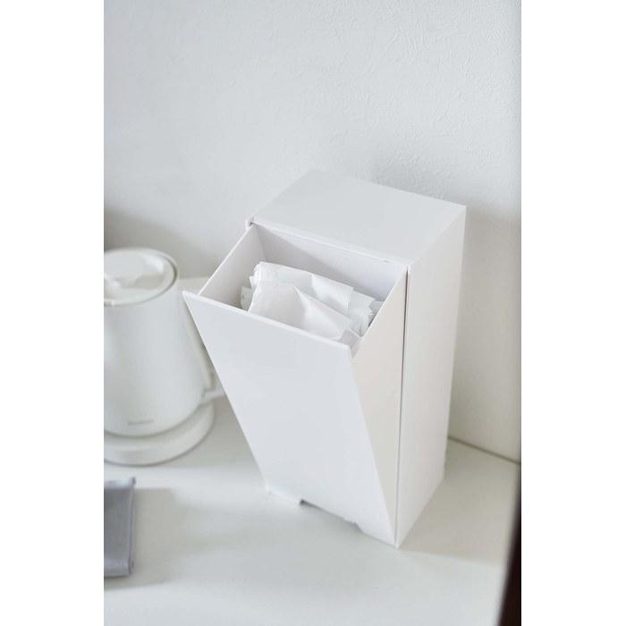 Yamazaki Two-Way Plastic Bag Holder White Approx. W14xD10.2-18.7xH30cm Tower Plastic Bag Stocker 5437