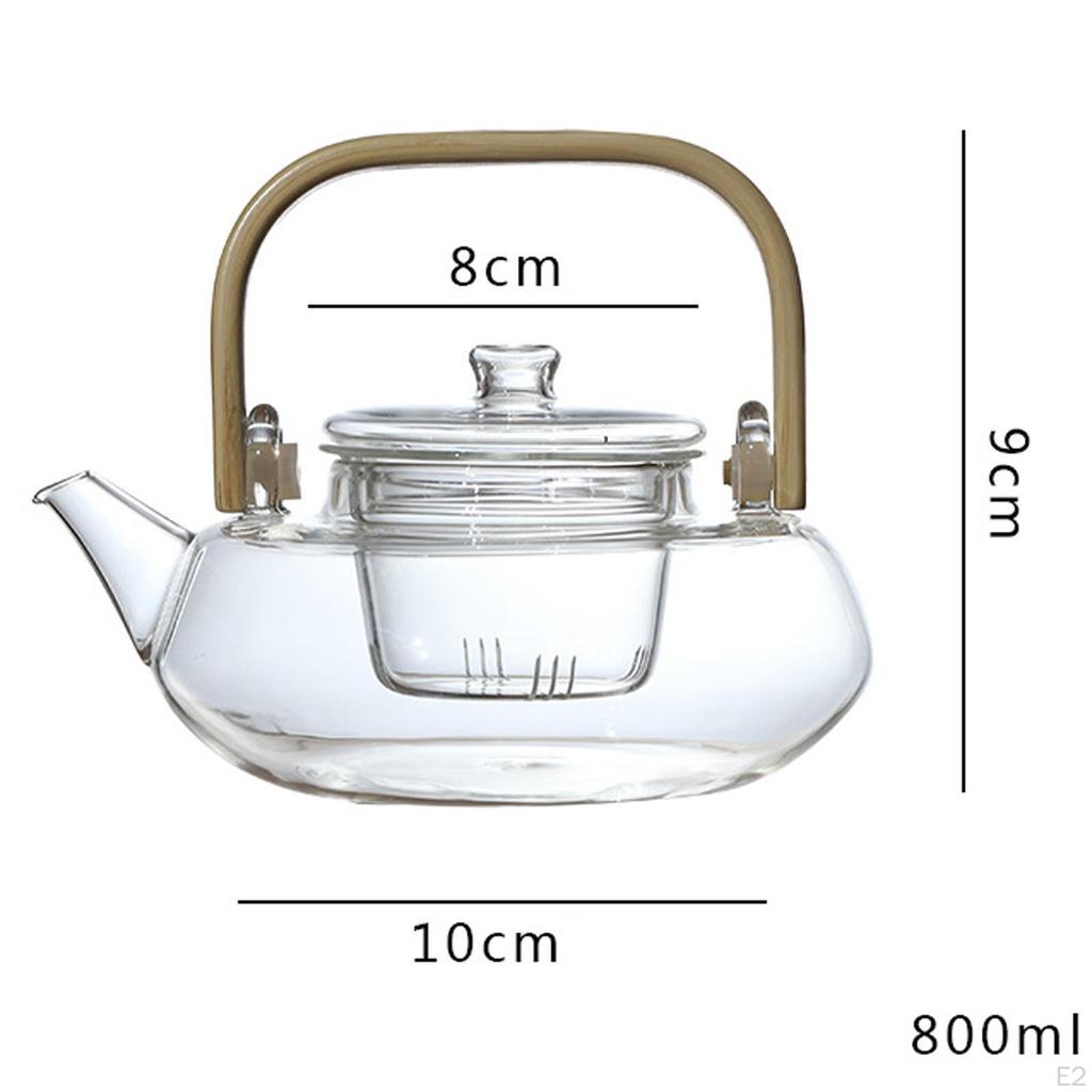 Resistant Borosilicate Glass Teapot With Removable Infuser Hand Blown Clear Kettle Stovetop
