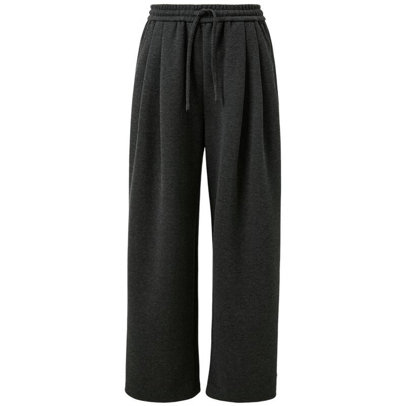 Sancai Women's 2025 Winter Loose Wide-Leg Trousers with Elastic Waist