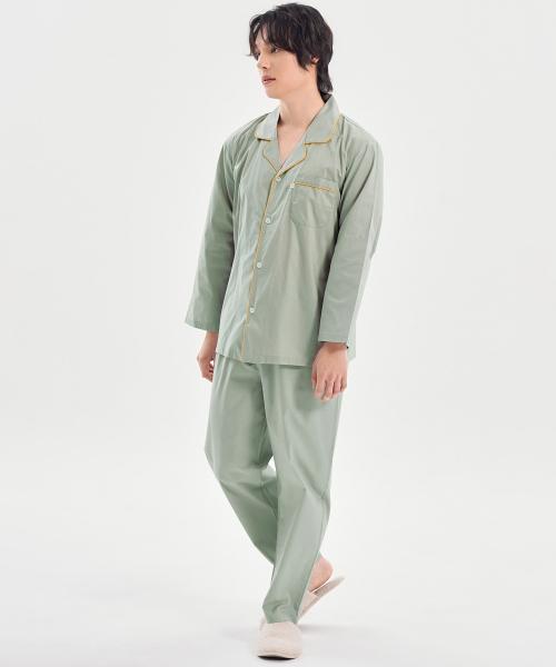 [May Flower] Classic Mint Long Sleeve Pure Cotton Men's Plus Size Pajamas Set [Shipped from Korea] 100% Authentic