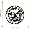 Shark Palm Tree Metal Wall Sign Black Address Phone Name Plate Indoor Outdoor Decor