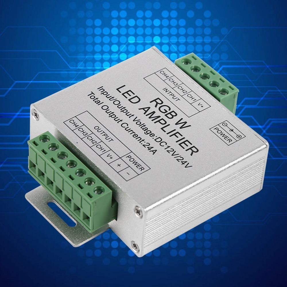 4 Channel Output RGBW LED Amplifier 24A Signal Repeater PWM Signal Booster  For RGBWW LED Strip