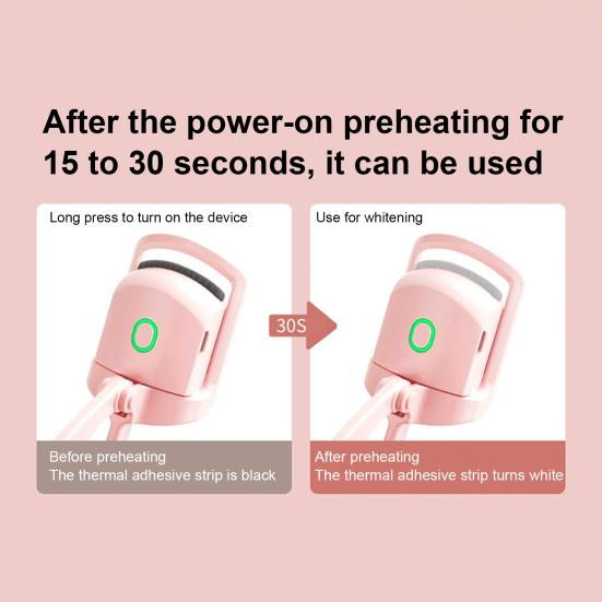 Vyhřívaný natáčka na řasy USB dobíjecí elektrická natáčka na řasy 2 teploty Rychlé nahřívání Přenosný pro ženy Nástroje na natáčení očních řas