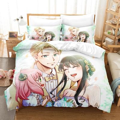 Ensemble de housse de couette confortable avec impression d'anime, comprenant une housse de couette et des taies d'oreiller, tailles Jumeau, Double, Queen, King, pour tous les âges
