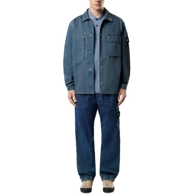 STONE ISLAND Solid Color Single-Breasted Long Sleeve Chest Pocket Shirt Men Shirts L1S141200001S0J18-V0021
