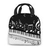 Piano Keys With Musical Lunch Bag Adult Tote Bag Reusable Lunch Box Container For Women Men School Office Work