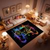 Halloween Holiday Party Casual Floor Mat with Black Background with Colorful Ghost Decorations for Living Room