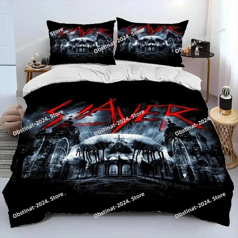 3D Slayer Heavy Metal Band Music Bedding Set Printed Single Comforter Quilt Bed Duvet Cover Pillow Case 3 Pieces Kids Adult Size