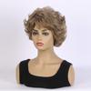 European and American Style Women's Fashion Daily Use Natural Looking Short Curly Wig with Bangs Synthetic Fiber Brown Wig
