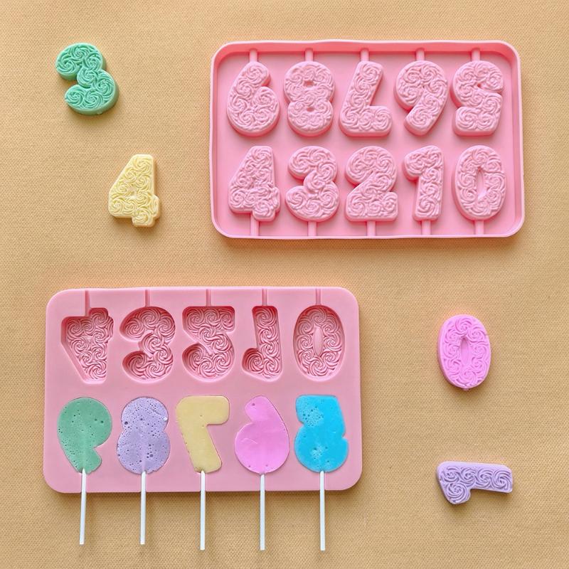 Silicone Mold For Diy Birthday Number Candle Making Rose Cake Decor Mold Reusable Non-Stick Chocolate Candles Baking Supplies